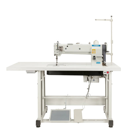 CONSEW P1255RBLH-18-1 Single Needle Long Arm 18" High-Clearance Heavy Duty Walking Foot Compound Feed Lockstitch Industrial Sewing Machine with 6" Vertical Workspace & Safety Clutch - Complete Setup, Table, Stand Included