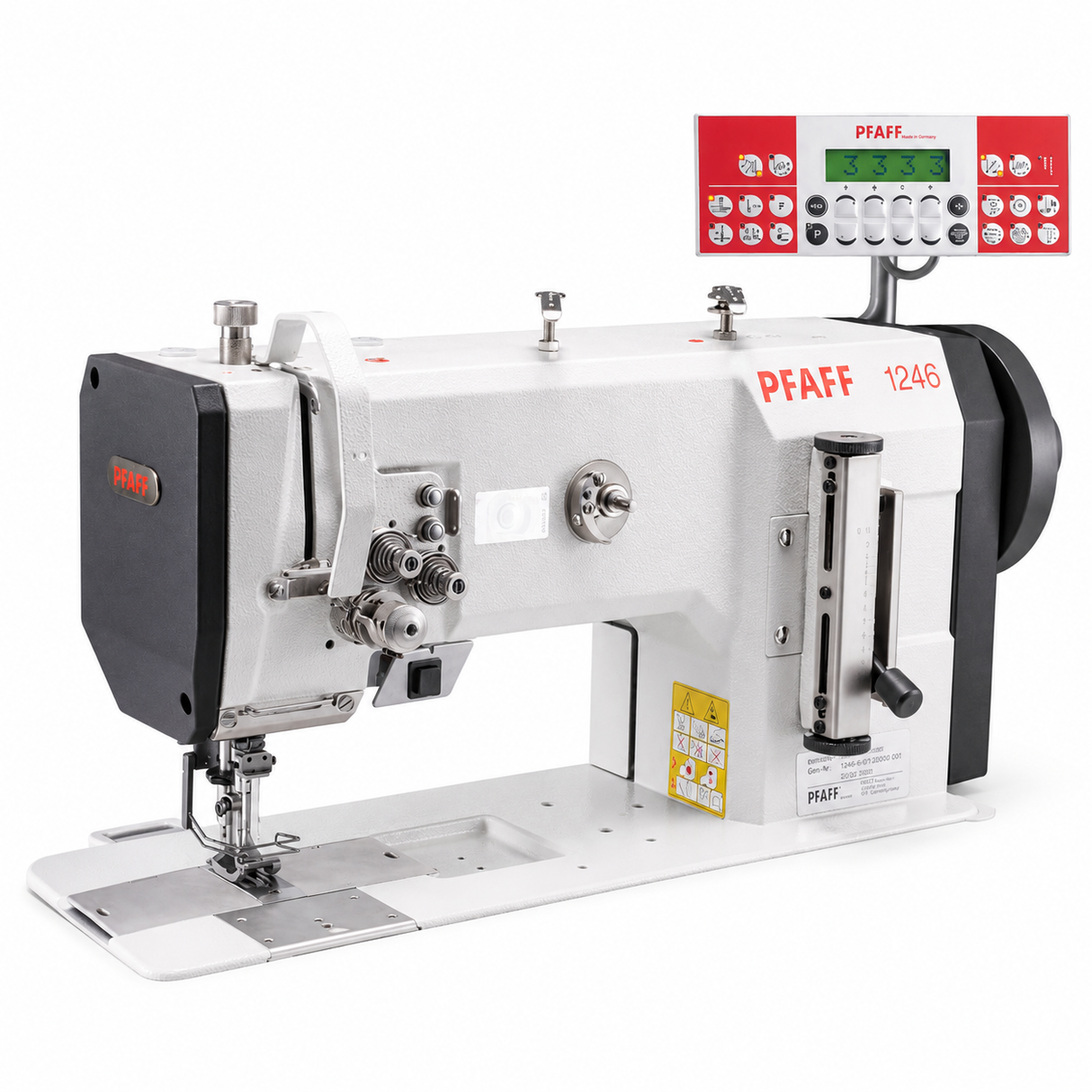 PFAFF 1246 Two Needle Walking Foot Heavy Duty Flat Bed Lockstitch Industrial Sewing Machine - Complete Setup, Table, Stand Included