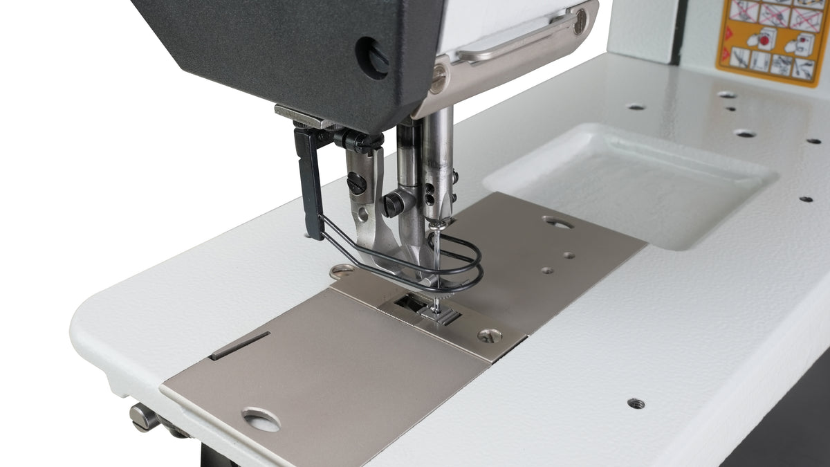 PFAFF 1245 Single Needle Heavy Duty Unison Feed Walking Foot Sewing Machine Assembled with Servo Motor, Table and Stand Included