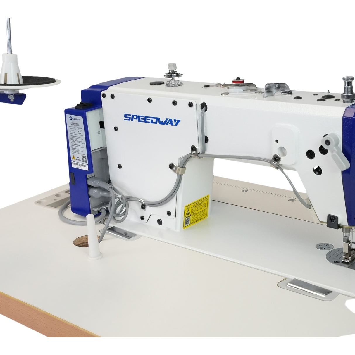 SPEEDWAY SW 8700 D Single Needle Lockstitch Industrial Sewing Machine with Servo Motor, Table and Stand Included With Wheels