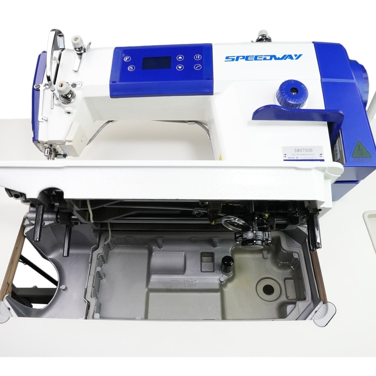 SPEEDWAY SW 8700 D Single Needle Lockstitch Industrial Sewing Machine with Servo Motor, Table and Stand Included With Wheels