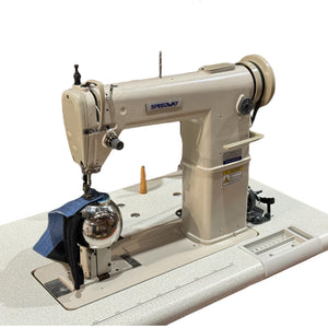 SPEEDWAY SW-810 WIG SETUP Single Needle Post-bed Lockstitch Industrial Sewing Machine with Servo Motor, Table and Stand Included