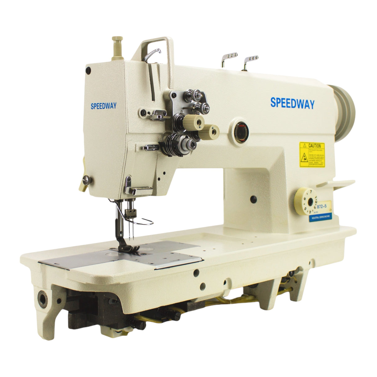 SPEEDWAY SW 872 Double Needle Large Bobbin, Needle Feed Lockstitch Industrial Sewing Machine Assembled with Table and Servo Motor Included
