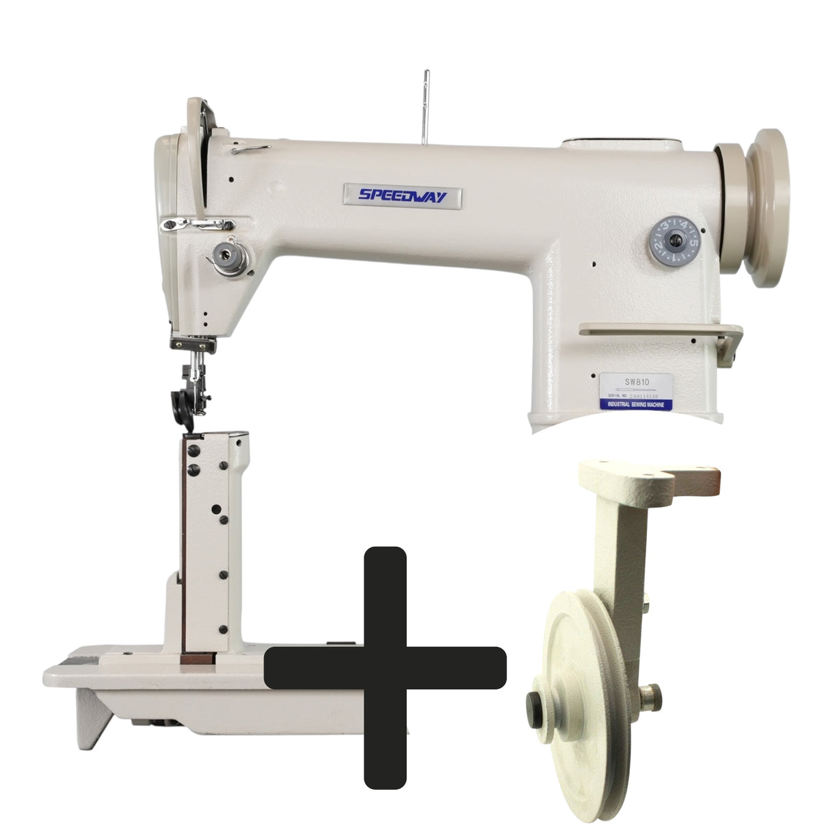 SPEEDWAY SW-810 Single Needle Post-bed Lockstitch Industrial Sewing Machine with Servo Motor, Table and Stand Included
