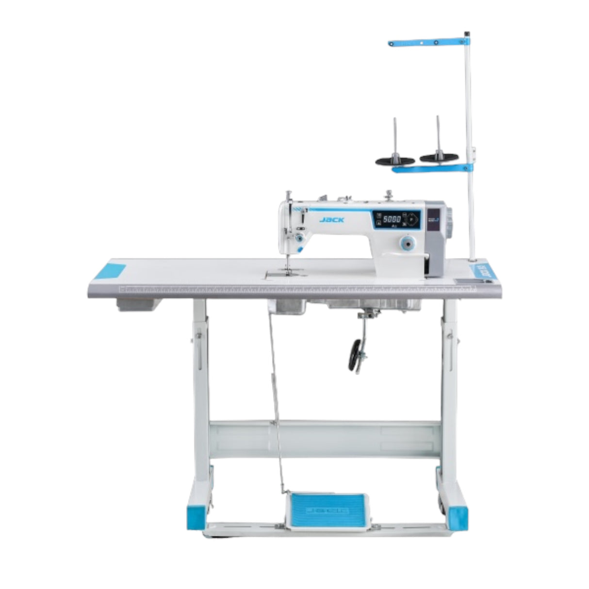 JACK A2C-C High-Speed Single Needle Lockstitch Machine with Automatic Thread Trimmer Assembled with Table and Stand Included