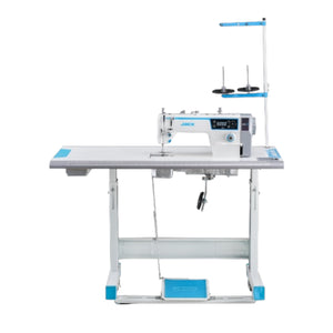 JACK A2C-C High-Speed Single Needle Lockstitch Machine with Automatic Thread Trimmer Assembled with Table and Stand Included