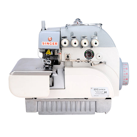 SINGER 321C-241M-25 4 Thread Overlock sewing machine with a servo motor, featuring a white and gray color scheme