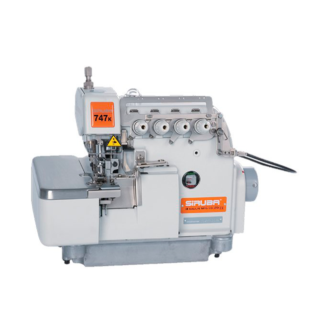 SIRUBA 747K-514M5-23/BK 4 Thread Overlock sewing machine with a gray body, featuring a backlatch mechanism 