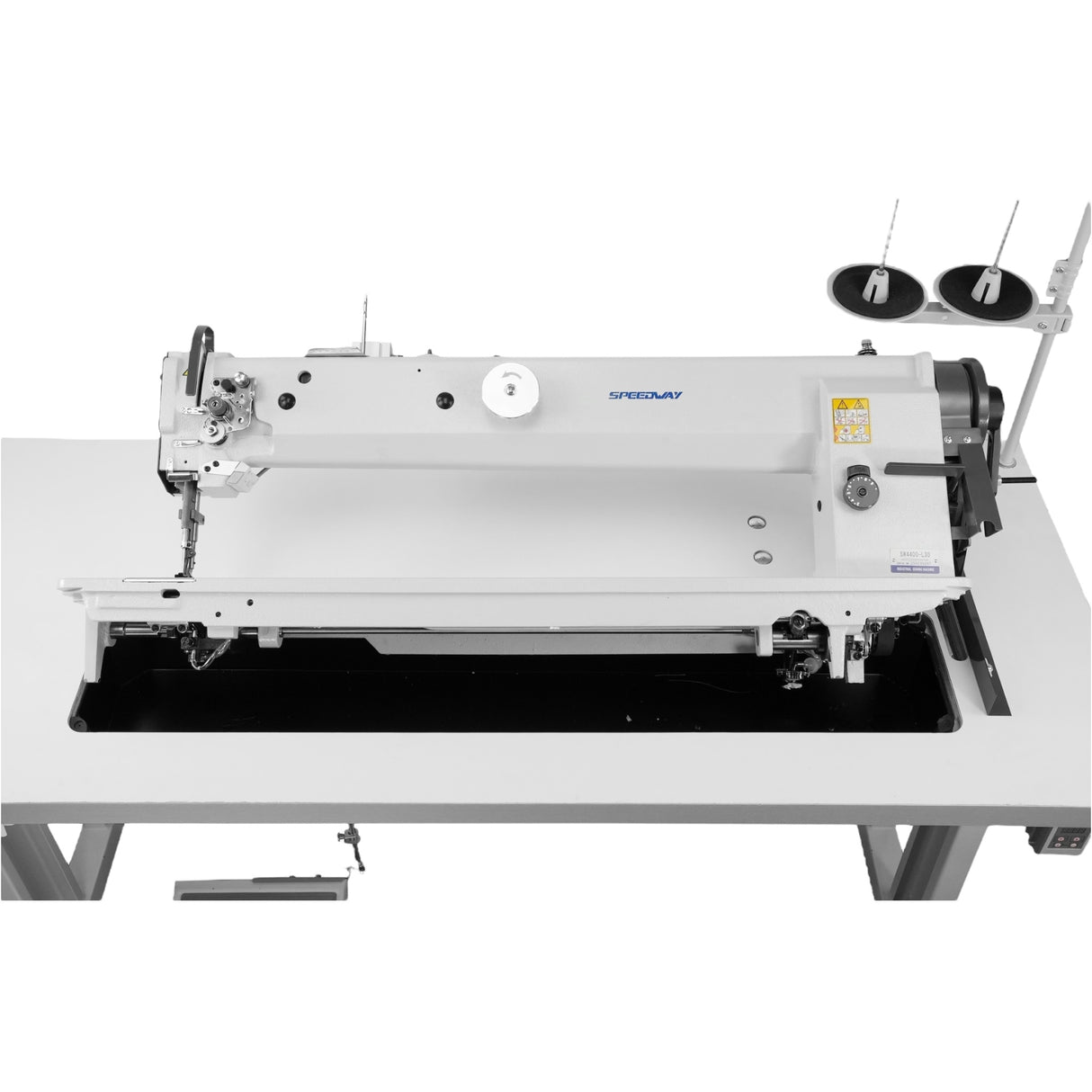 SPEEDWAY SW-4400-L30 Single Needle 30" Long Arm Heavy Duty Unison Feed Walking Foot Sewing Machine Assembled with Servo Motor, Table and Stand