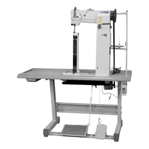 SPEEDWAY SW 82440-45-R1 Post Bed Single Needle Walking Foot Heavy Duty Unison Feed Walking Foot Sewing Machine Assembled with Servo Motor, Table and Stand Included