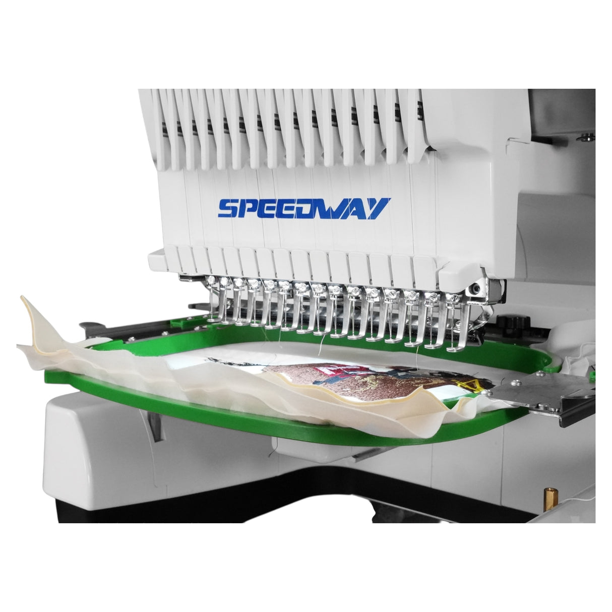 SPEEDWAY BF-1500 15 Needle Computerized Embroidery Machine 360×200mm Multi-Color High Speed Automatic Thread Trimming and Color Change Touchscreen USB Input Complete Assembled with Table and Stand Included
