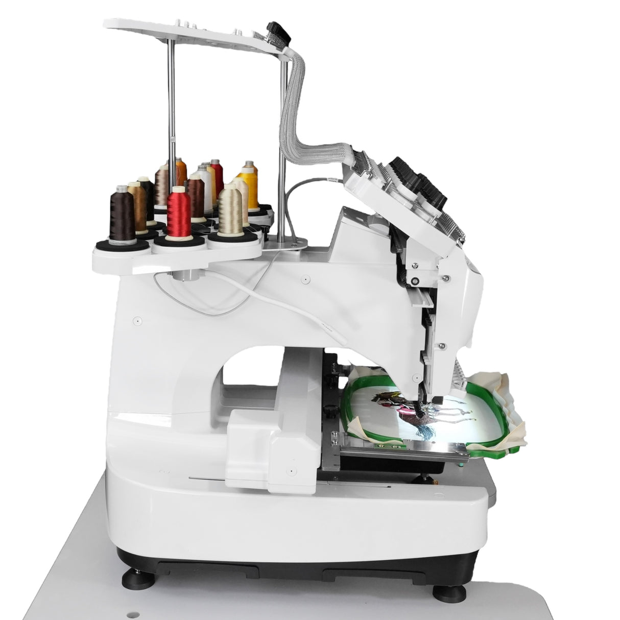 SPEEDWAY BF-1500 15 Needle Computerized Embroidery Machine 360×200mm Multi-Color High Speed Automatic Thread Trimming and Color Change Touchscreen USB Input Complete Assembled with Table and Stand Included