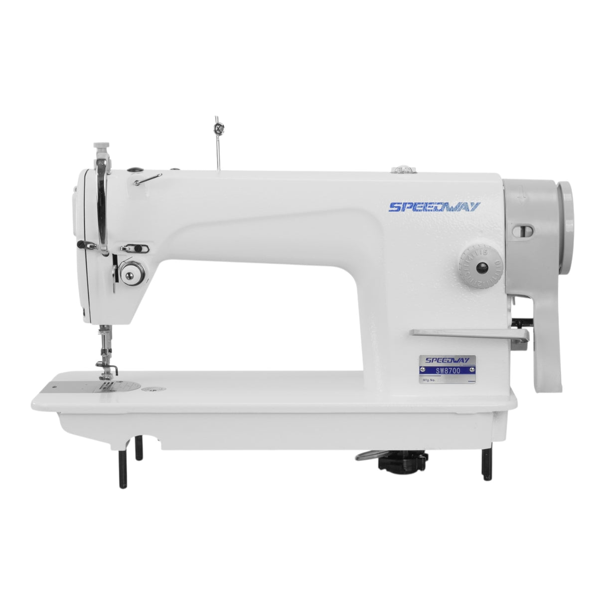 SPEEDWAY® SW 8700 Single Needle Lockstitch Industrial Sewing Machine with Servo Motor, Table and Stand Included With Wheels