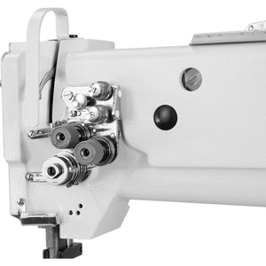 SPEEDWAY SW-4420-L18 Double Needle 3/8" Long Arm Heavy Duty Unison Feed Walking Foot Sewing Machine Assembled with Servo Motor, Table and Stand