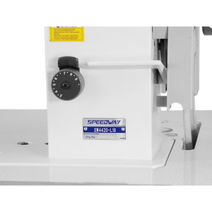 SPEEDWAY SW-4420-L18 Double Needle 3/8" Long Arm Heavy Duty Unison Feed Walking Foot Sewing Machine Assembled with Servo Motor, Table and Stand