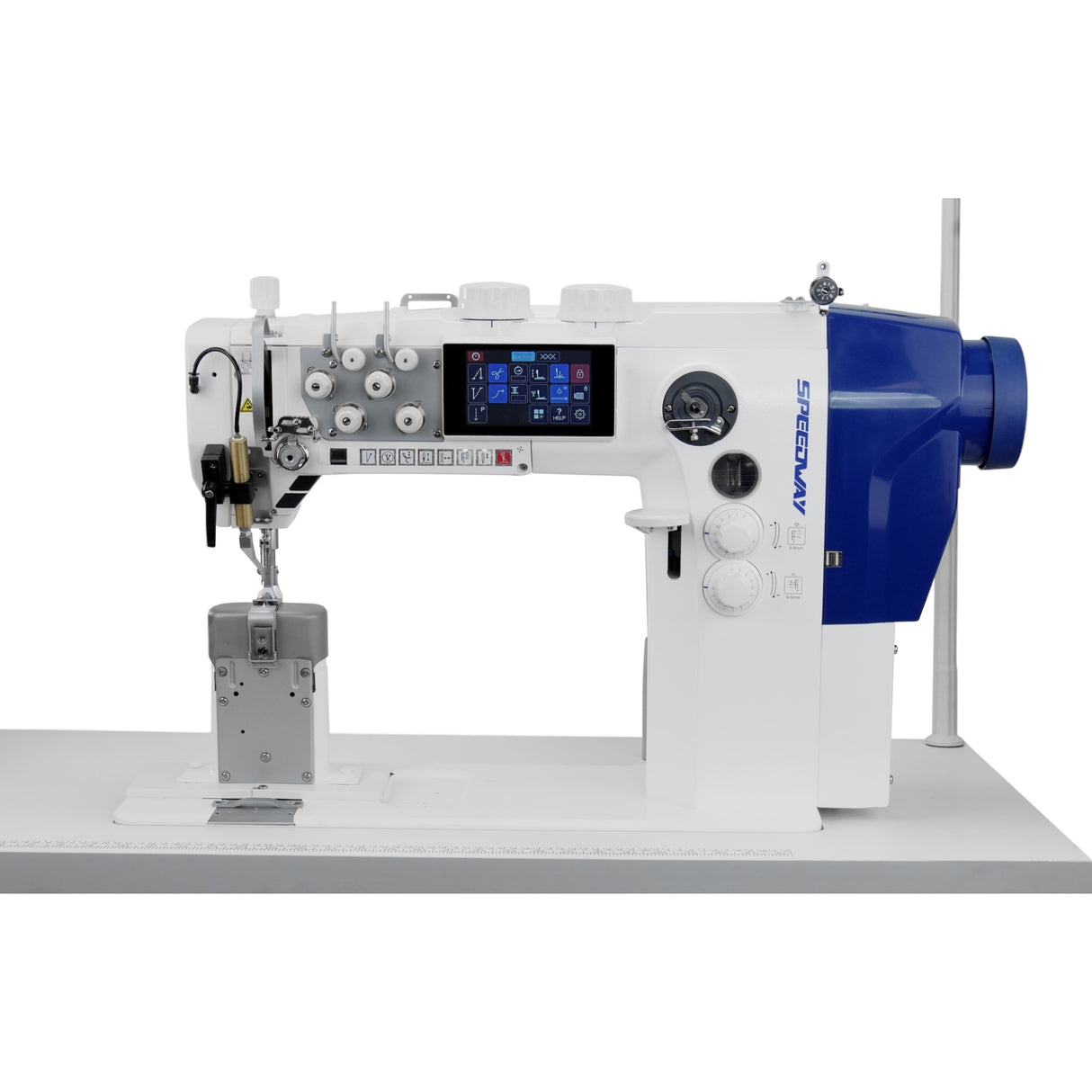 SPEEDWAY® DECO 2780 Double Needle Post Bed Decorative Stitch Heavy Duty Unison Feed Walking Foot Sewing Machine Assembled with Table and Stand Included