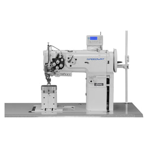 SPEEDWAY® SW1760L/VS Double Needle Post Bed Heavy Duty Unison Feed Walking Foot Sewing Machine Assembled with Table and Stand Included
