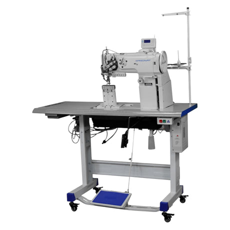 SPEEDWAY® SW1760L/VS Double Needle Post Bed Heavy Duty Unison Feed Walking Foot Sewing Machine Assembled with Table and Stand Included