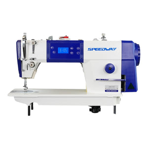 SPEEDWAY® SW 8700 D Single Needle. Sewing machine with servo motor, mounted on a table with stand, including wheels.