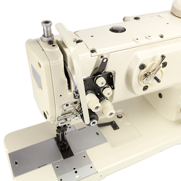 SPEEDWAY SW-1560N/VS Double Needle 3/8" Gauge Heavy Duty Unison Feed Walking Foot Sewing Machine Assembled with Table and Stand Included