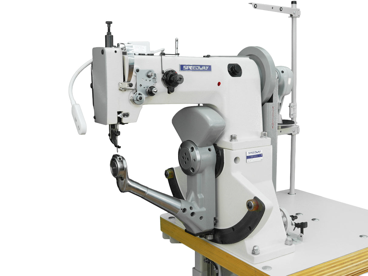 SPEEDWAY SW 168A Single Needle Inner Liner & Outsole Side Wall Stitching Machine for Shoe Production with Electric Foot Lifter, Needle Positioner & Floating Horn - Complete Setup, Table, Stand Included