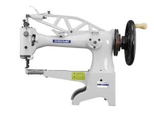 SPEEDWAY SW 2971 — Máquina lockstitch industrial de una aguja, cama cilíndrica tipo patcher para reparación de zapatos y cuero, ensamblada lista para usar con mesa y base incluidas