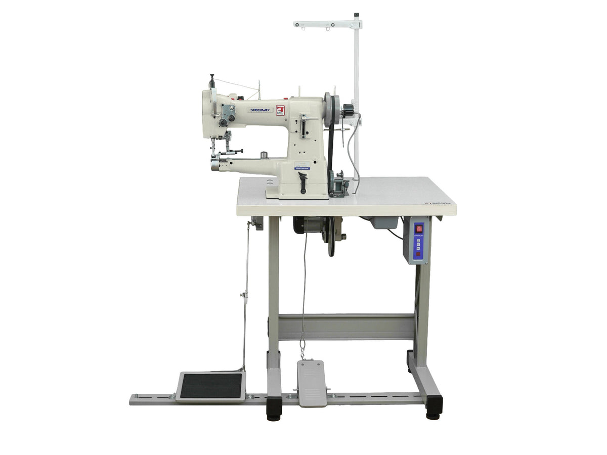 SPEEDWAY® SW-335L – Cylinder-Bed Heavy Duty Walking Foot Machine – Complete Setup, Table & Stand Included