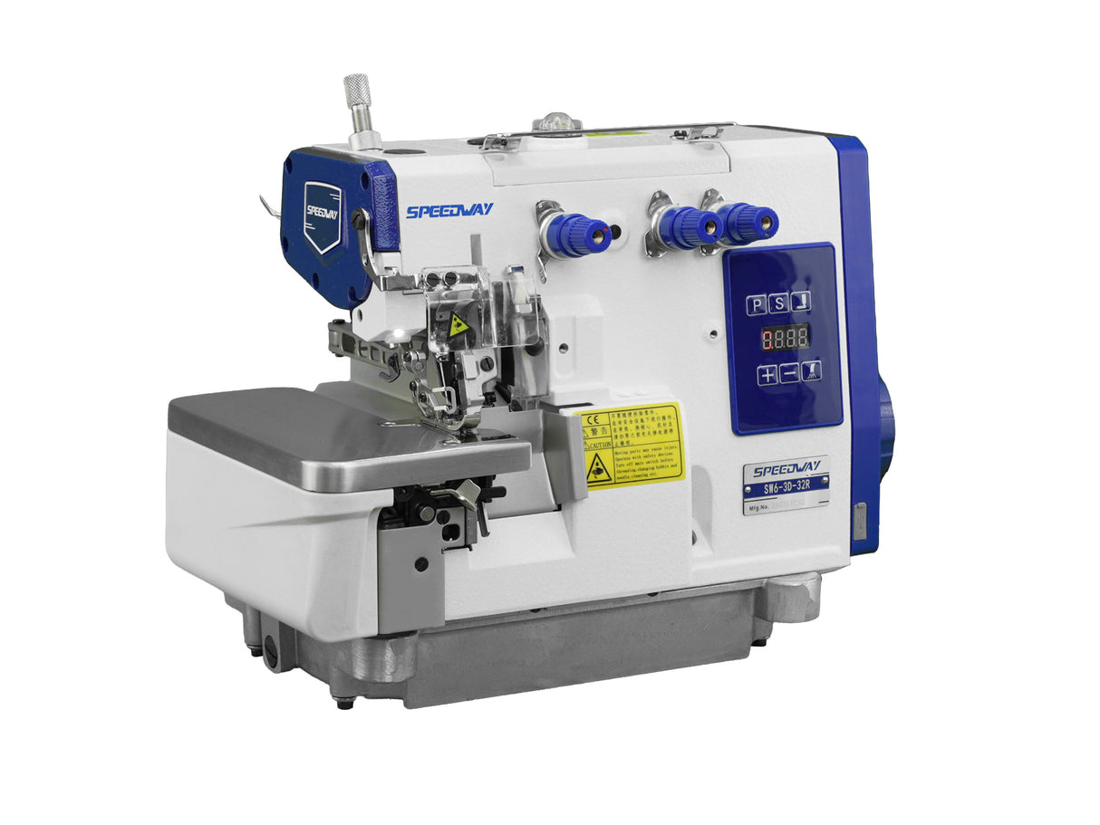 SPEEDWAY SW6-3D-32R 1-Needle 3-Thread Narrow Gauge Rolled Hem Direct Drive Overlock Industrial Sewing Machine for Lingerie, Blouses, Scarves & Light Fabrics - Complete Setup, Fully Submerged Table Included