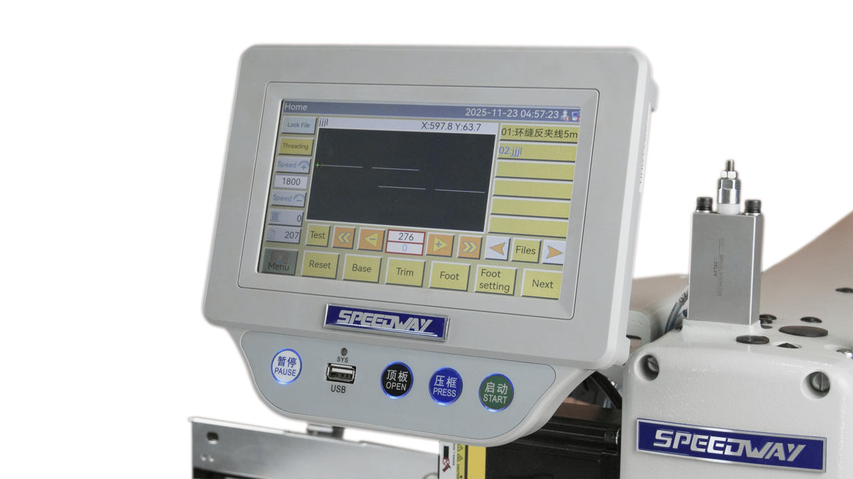 SPEEDWAY SW 800-13090XH-AB Máquina de costura de patrones CNC extra pesada 1300×900 mm con cambiador automático de bobina – Unidad CNC completa
