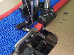 SPEEDWAY® SW 81200AC-AF – Single Needle 3-Thread Walking Foot Carpet Overedging Serging Machine with 12mm Seam Width & Inner Turn for Rubber-Backed Rugs & Car Mats – Complete Setup, Table & Stand Included