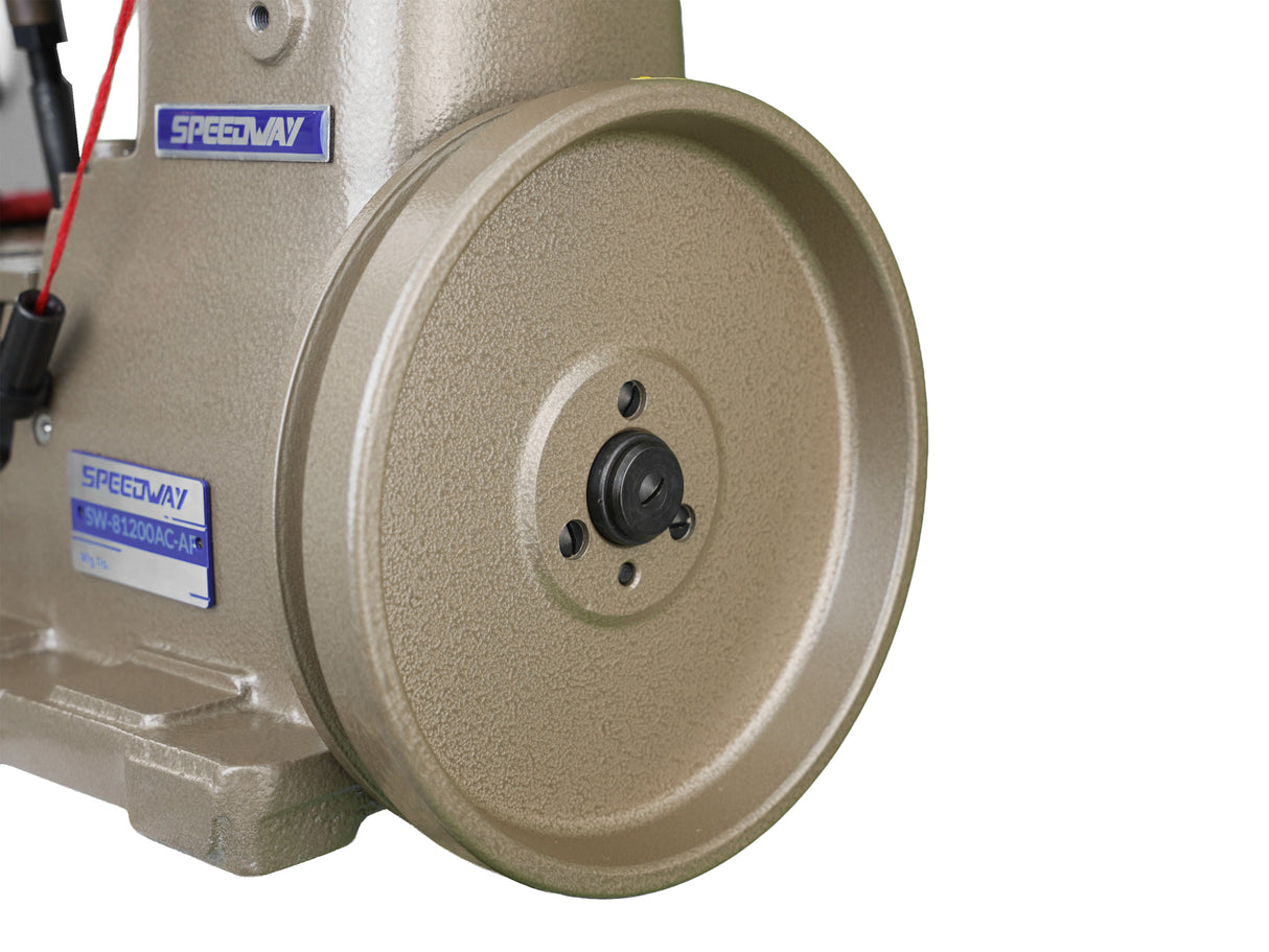 SPEEDWAY® SW 81200AC-AF – Single Needle 3-Thread Walking Foot Carpet Overedging Serging Machine with 12mm Seam Width & Inner Turn for Rubber-Backed Rugs & Car Mats – Complete Setup, Table & Stand Included