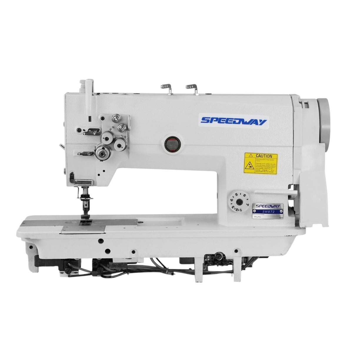 SPEEDWAY SW 872 Double Needle Large Bobbin, Needle Feed Lockstitch Industrial Sewing Machine Assembled with Table and Servo Motor Included