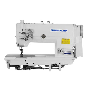 SPEEDWAY SW 872 Double Needle Large Bobbin, Needle Feed Lockstitch Industrial Sewing Machine Assembled with Table and Servo Motor Included