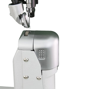 SPEEDWAY SW 9910 — Máquina lockstitch industrial de una aguja, cama de poste con triple arrastre y pie prénsatela de rodillo, para gorras, parches, cuero y calzado, ensamblada lista para usar con mesa y base incluidas