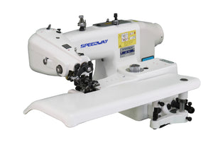 SPEEDWAY® SW-101D – Bastilladora industrial de puntada invisible con motor de transmisión directa de 550W – Equipo completo, mesa y base incluidas