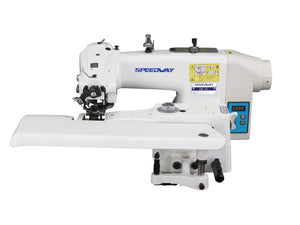 SPEEDWAY® SW-101D – Bastilladora industrial de puntada invisible con motor de transmisión directa de 550W – Equipo completo, mesa y base incluidas