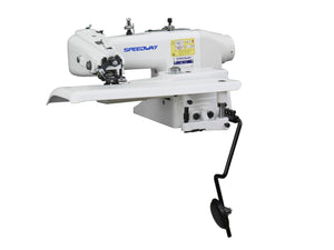 SPEEDWAY® SW-101D – Bastilladora industrial de puntada invisible con motor de transmisión directa de 550W – Equipo completo, mesa y base incluidas