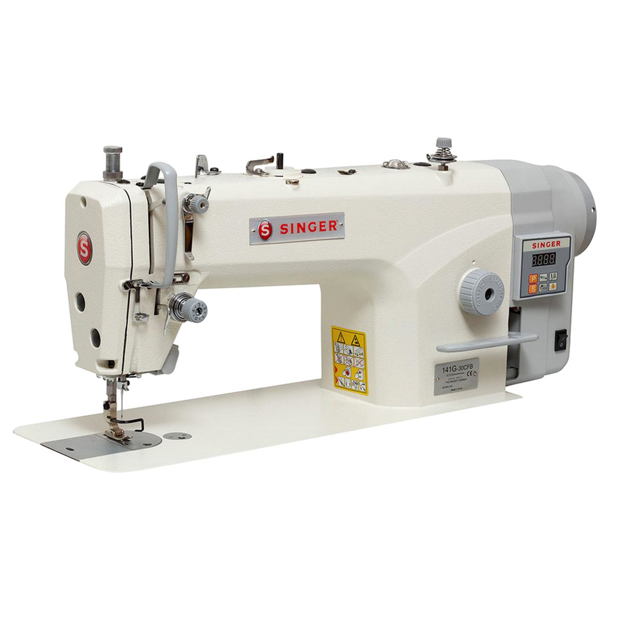 SINGER 141G-20 Single Needle Direct Drive Lockstitch Industrial Sewing Machine Assembled with Table and Stand Included