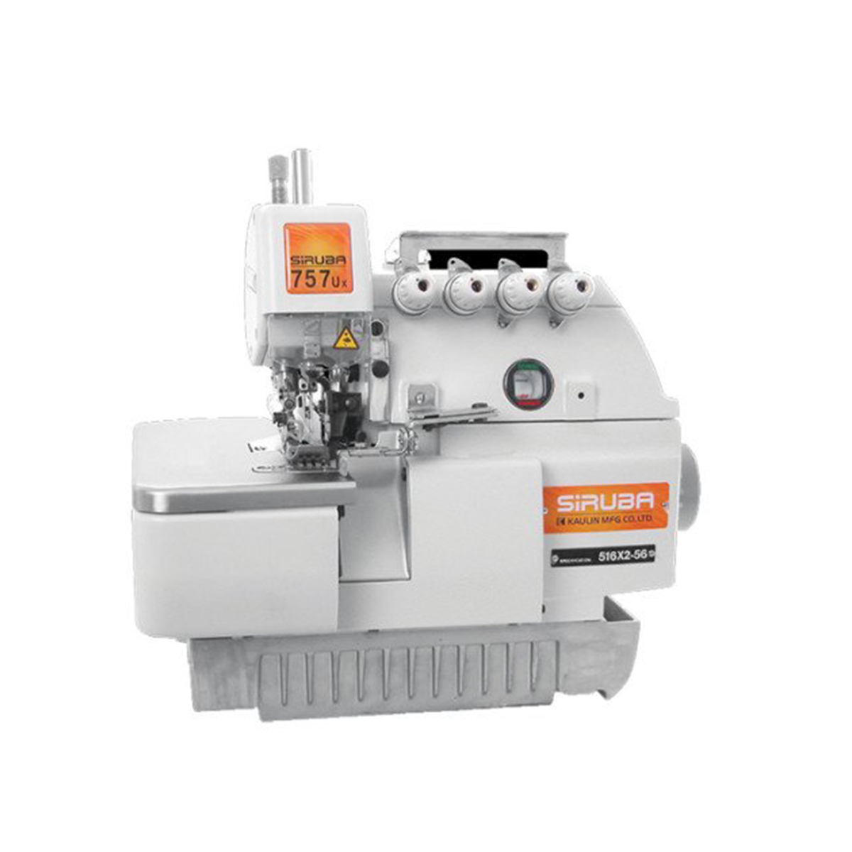 SIRUBA 757UX-516X2-56 Overlock de 5 5 hilos para materiales extra pesados ​​Máquina de coser industrial ensamblada con servomotor, configuración de mesa completamente sumergida