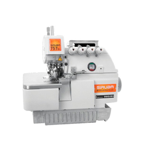 SIRUBA 757UX-516X2-56 Overlock de 5 5 hilos para materiales extra pesados ​​Máquina de coser industrial ensamblada con servomotor, configuración de mesa completamente sumergida