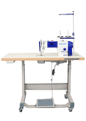 SPEEDWAY SW 8700 D Single Needle Lockstitch Industrial Sewing Machine with Servo Motor, Table and Stand Included With Wheels