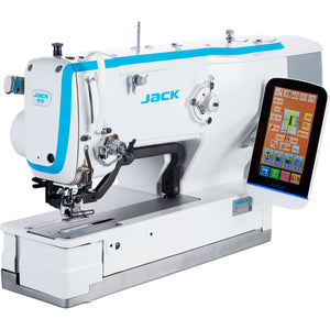 JACK JK-T1790GS-1-D Máquina de coser de ojales digital mecánica ensamblada con mesa y soporte incluidos