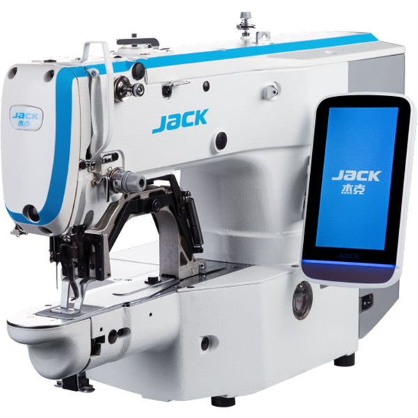 JACK® JK-T1900GH-DII – Precision Bar-Tacking Machine with LCD Touch Panel – Complete Setup, Table & Stand Included