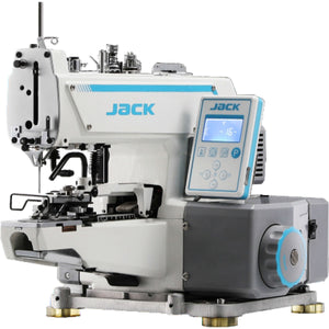 Máquina ojaladora de pespunte JACK JK-T373G-Z con motor integrado ensamblada con mesa y soporte incluidos