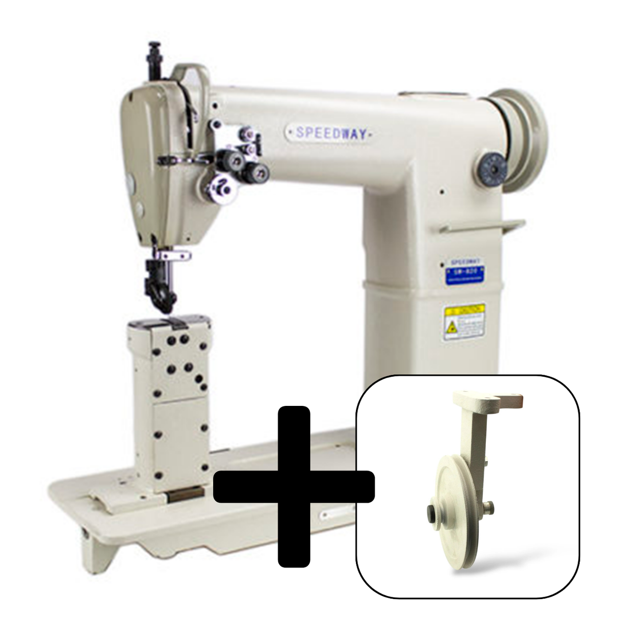 SPEEDWAY SW-820 Double Needle Post-bed Lockstitch Industrial Sewing Machine with Servo Motor, Table and Stand Included