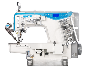 JACK K5E-UT-01GB×364 3 Needle Cylinder Arm Coverstitch With Thread Trimmer and Auto Footlifter Industrial Sewing Machine Assembled with Table and Stand Included