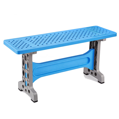 JACK® JK-815129 Wide Industrial Sewing Workstation Bench – Elevated Plastic Stool, 18.1 × 47.2 in Base, 20" Height