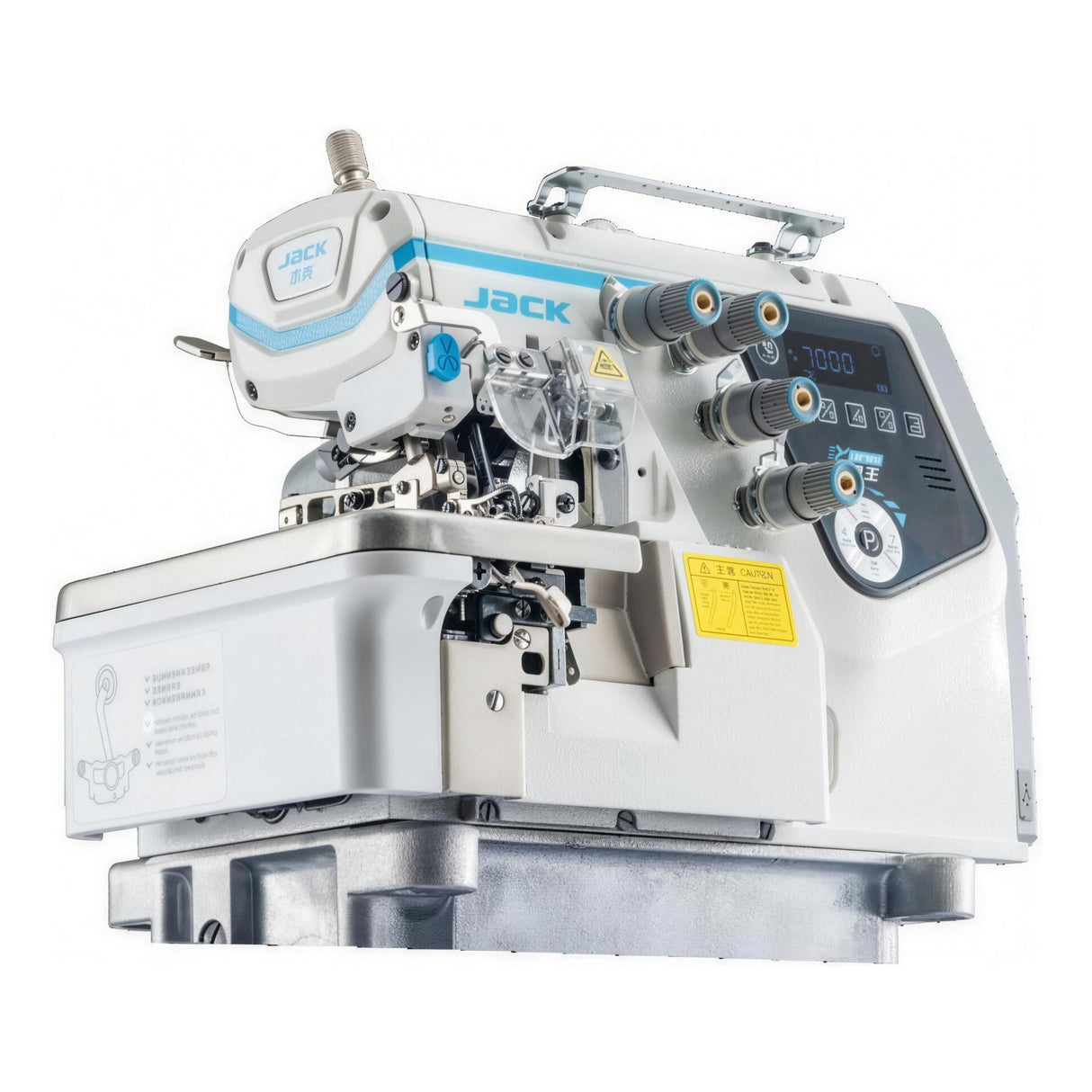 JACK® C7-5-M04/435 – 5-Thread AI Overlock with Smart Auto Material Adjustment – Complete Setup, Table & Stand Included
