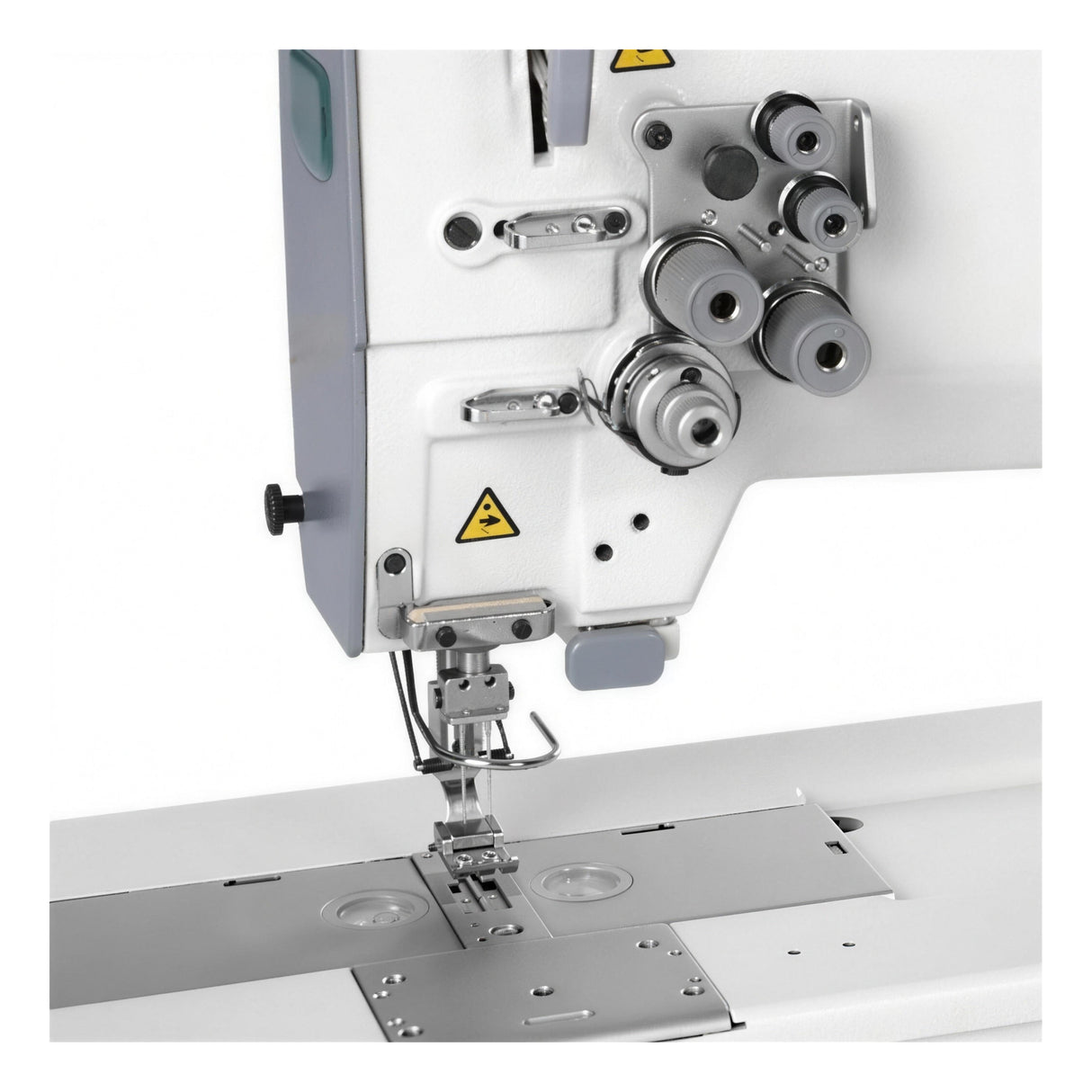SIRUBA T828-42-064 Double Needle, Needle Feed Lockstitch Industrial Sewing Machine Assembled with Table and Servo Motor Included