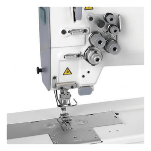 SIRUBA T828-42-064 Double Needle, Needle Feed Lockstitch Industrial Sewing Machine Assembled with Table and Servo Motor Included